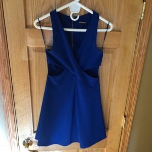 Royal blue circle skirt dress